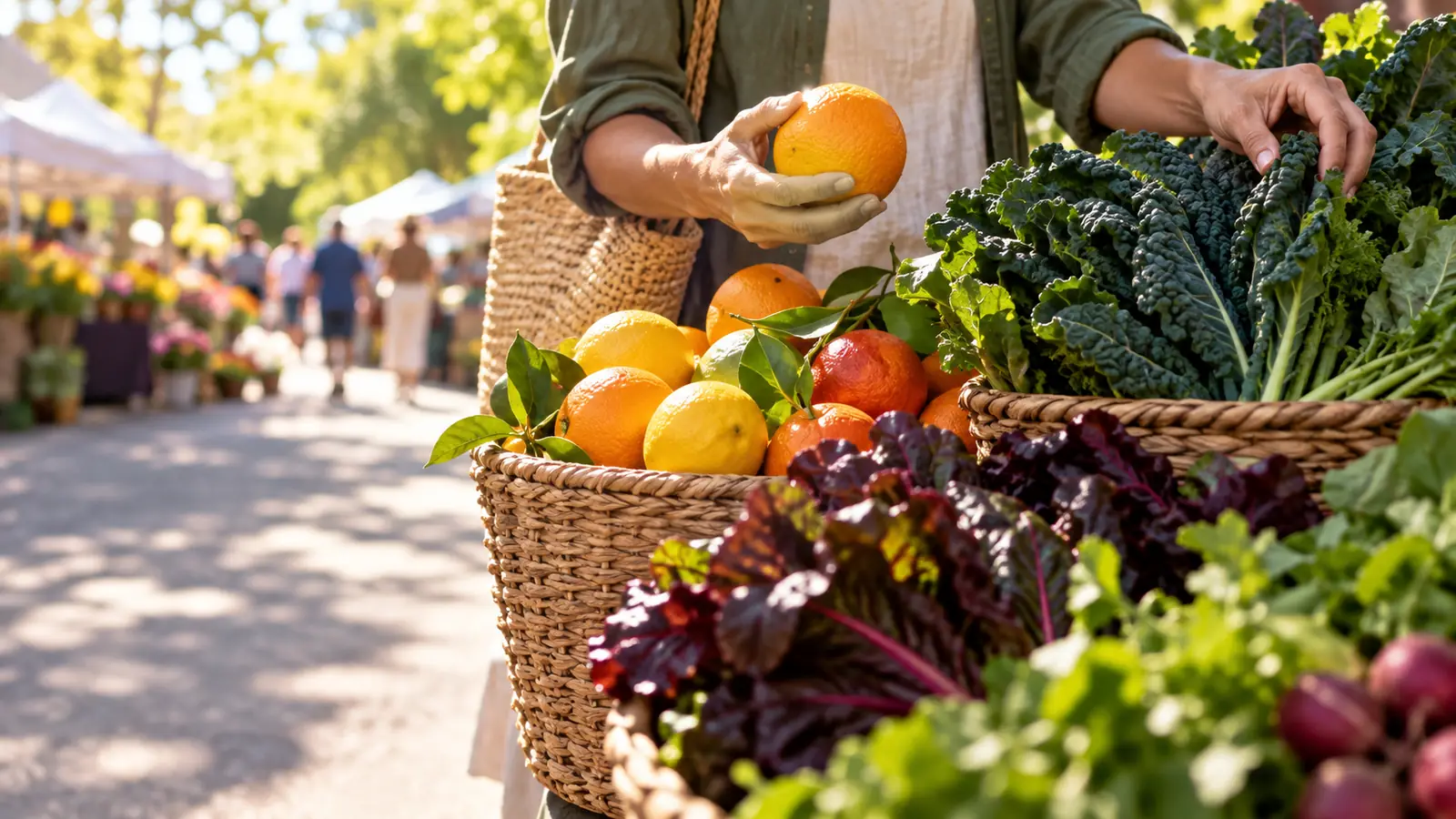 Colorful produce at a market